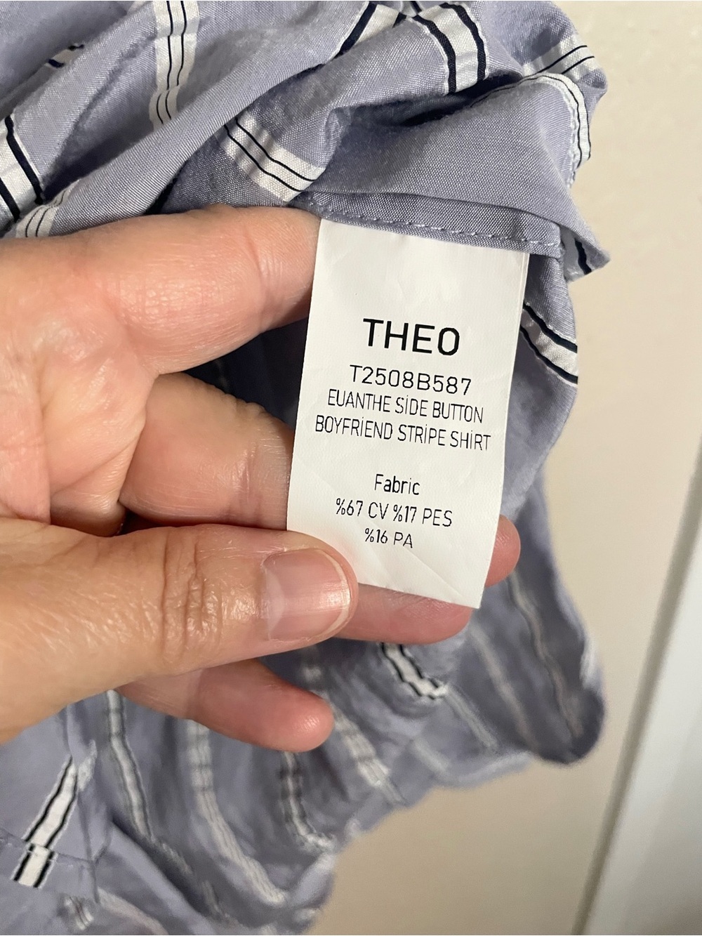 THEO The Label Euanthe Boyfriend Stripe Shirt M - Picture 11 of 12
